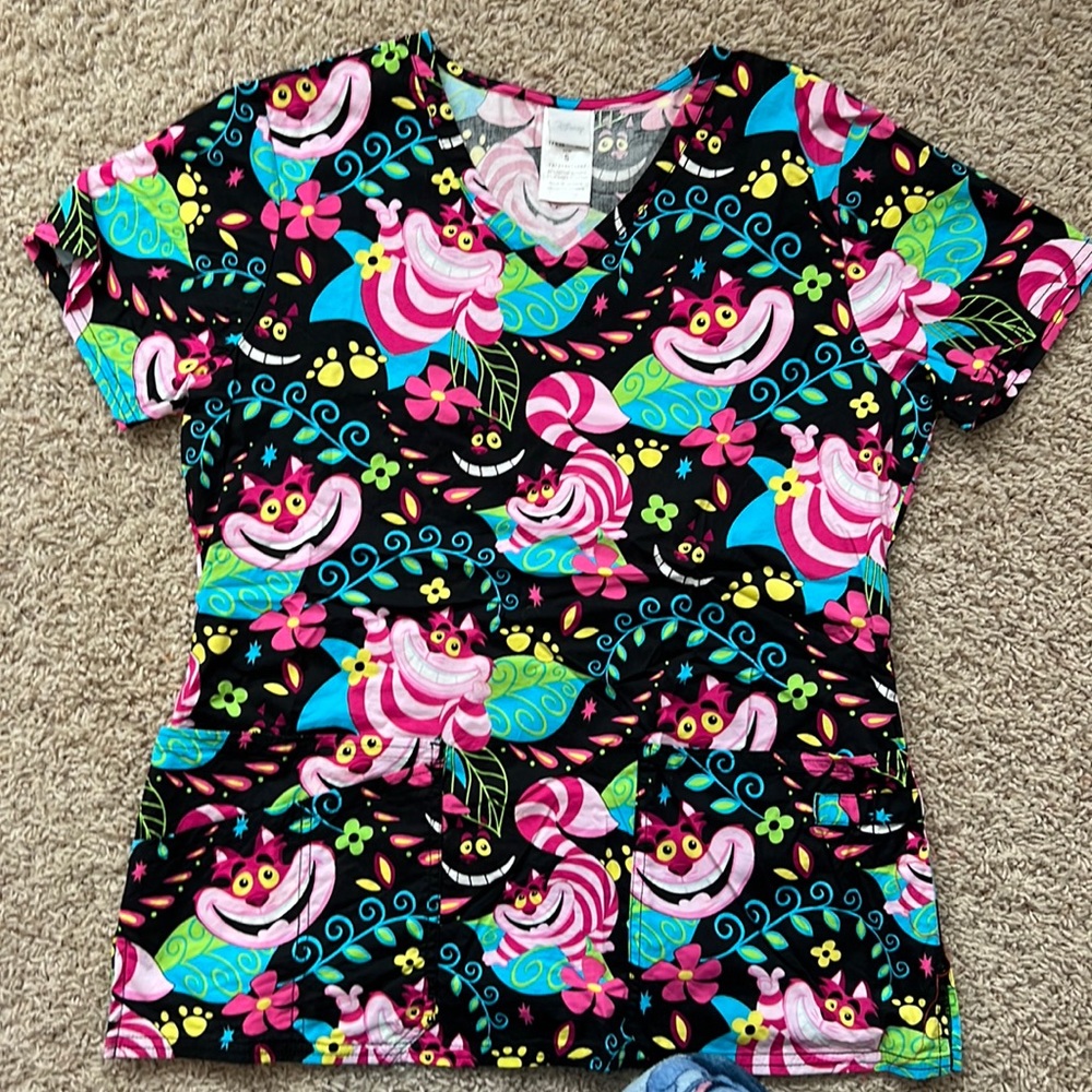 Alice in wonderland Disney scrub top